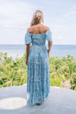 Skyra Blue Boho Tiered Maxi Dress