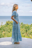 Skyra Blue Boho Tiered Maxi Dress