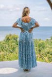 Skyra Blue Boho Tiered Maxi Dress