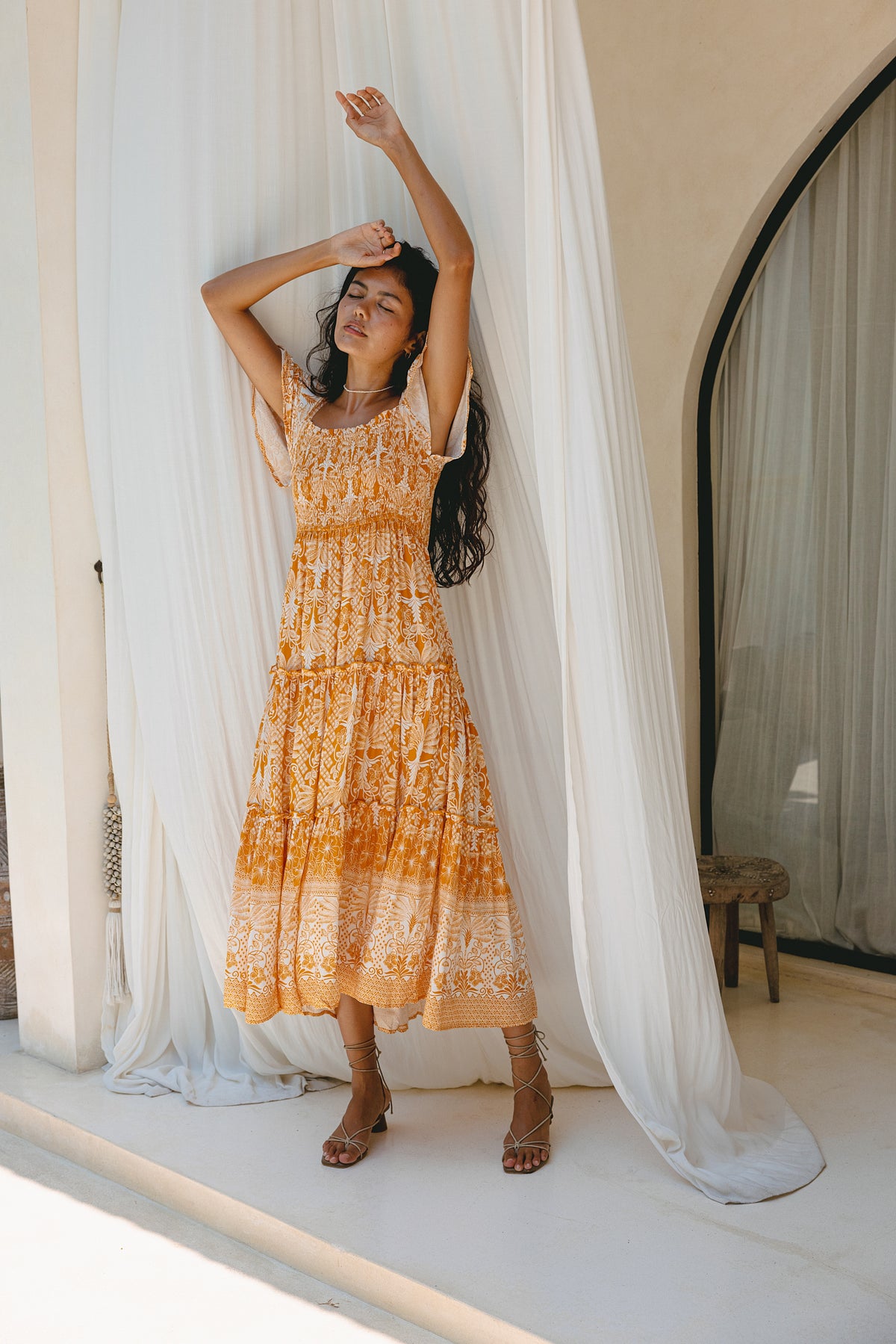 Heychic Felicity Orange V-Neck Midi Dress (Floral) main image 0