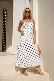 Noella White Black Polka Dot Midi Dress