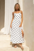 Noella White Black Polka Dot Midi Dress