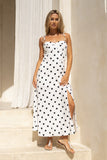 Noella White Black Polka Dot Midi Dress