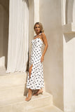 Noella White Black Polka Dot Midi Dress