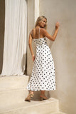 Noella White Black Polka Dot Midi Dress