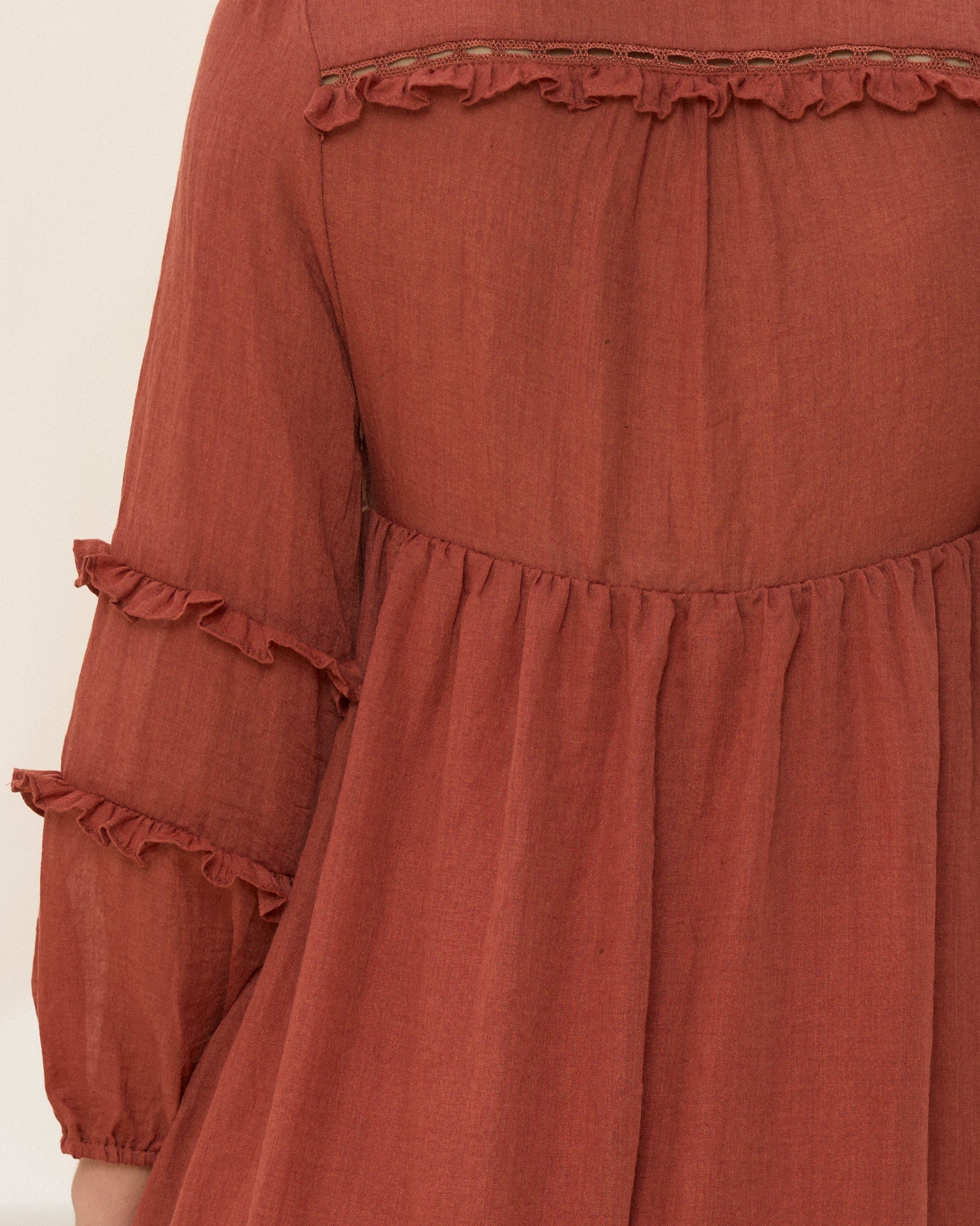 Laurel Rust Red Cotton Mini Dress