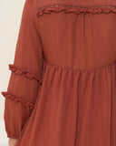 Gaun Mini Katun Merah Laurel Rust