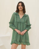 Laurel Sage Green Cotton Mini Dress