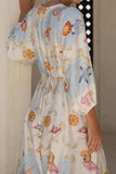 Neri Shells Multicolour Abstract Button Maxi Dress
