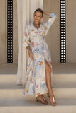 Neri Shells Multicolour Abstract Button Maxi Dress