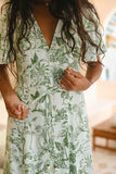 Avani Green Tropical Floral Button Down Maxi Dress