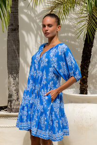 Myrrah Blue Floral Mini Dress