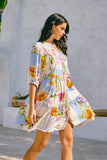 Tutti Blue Tropical Button Down Mini Dress