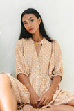 Cyra Beige Geo Button Down Mini Dress