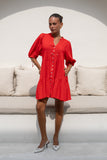 Everly Red Button Down Mini Dress