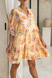 Auriel Orange Floral Button Down Mini Dress
