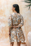 Aurelia Orange Floral Button Down Mini Dress