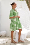 Esmira Green Abstract Button Down Mini Dress