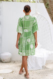 Esmira Green Abstract Button Down Mini Dress