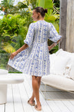 Antheia Blue Floral Button Down Mini Dress