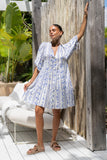 Antheia Blue Floral Button Down Mini Dress