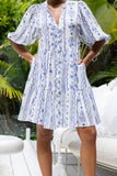 Antheia Blue Floral Button Down Mini Dress
