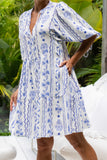Antheia Blue Floral Button Down Mini Dress