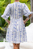 Antheia Blue Floral Button Down Mini Dress