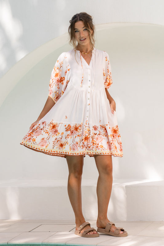 Amelisse Pink Floral Button Down Mini Dress