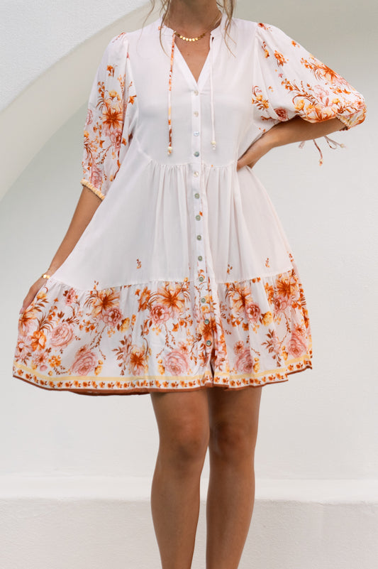 Amelisse Pink Floral Button Down Mini Dress