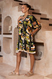 Aelithia Multicolour Tropical Button Down Mini Dress