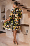 Aelithia Multicolour Tropical Button Down Mini Dress