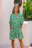 Miah Green Floral Button Down Mini Dress