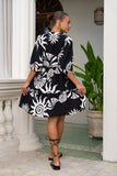 Kai Black Abstract Button Down Mini Dress