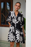 Kai Black Abstract Button Down Mini Dress