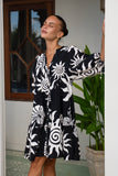 Kai Black Abstract Button Down Mini Dress