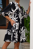 Kai Black Abstract Button Down Mini Dress