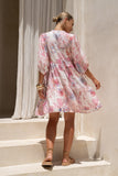 Gezelle Pink Floral Button Down Mini Dress