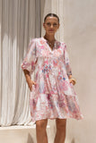 Gezelle Pink Floral Button Down Mini Dress