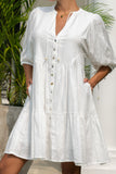Lucille White Button Down Mini Dress