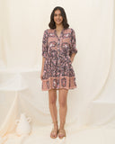 Araminta Purple Floral Boho Button Down Mini Dress