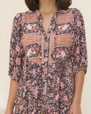 Araminta Purple Floral Boho Button Down Mini Dress