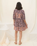 Araminta Purple Floral Boho Button Down Mini Dress