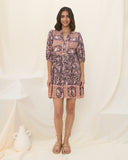 Araminta Purple Floral Boho Button Down Mini Dress
