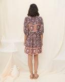 Araminta Purple Floral Boho Button Down Mini Dress
