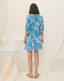 Tatiana Blue Floral Boho Button Down Mini Dress