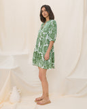 Viridiana Green Floral Button Down Mini Dress
