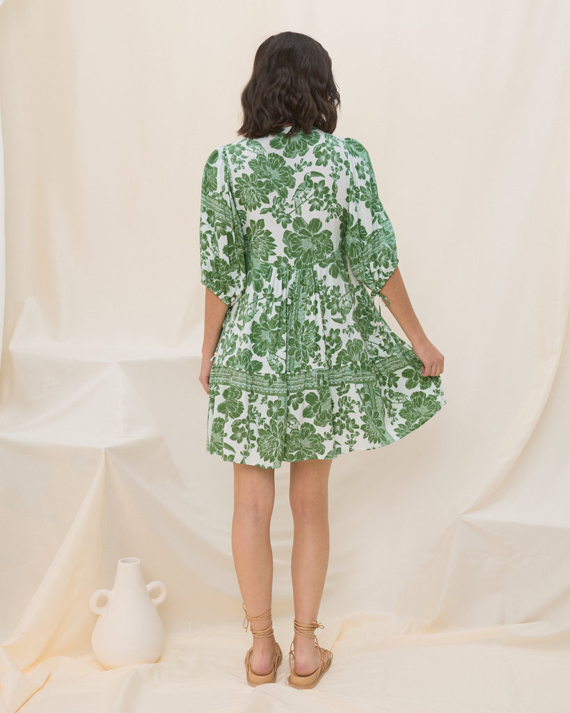 Wenrine Womens Green Floral Button Down Shirt Dress main image 0