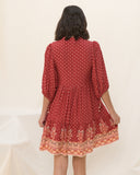 Ember Red Boho Button Down Mini Dress