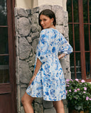 Camille Blue Floral Button Down Mini Dress